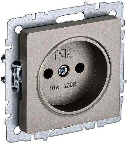 IEK BRITE Розетка 1-местная без заземления без защитных шторок 10А РС10-1-0-БрШ шампань