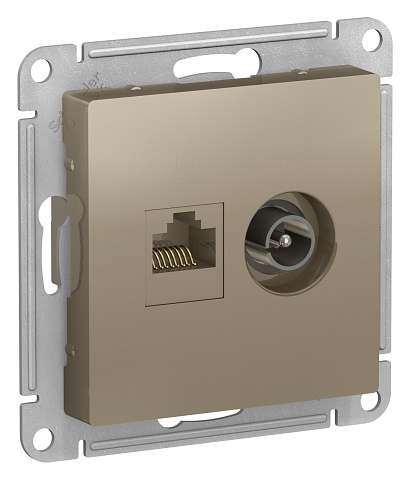 SE AtlasDesign Шампань Розетка двойная комп+ТВ, RJ45+TV, кат.5E, механизм