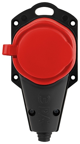 ЭРА Колодка KX-1e-RED-IP44 каучуковая с заземлением 1 розетка 16A IP44 красная
