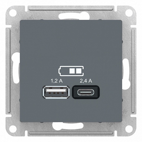 SE AtlasDesign Грифиль USB A+С, 5В/2,4А, 2х5В/1,2А, механизм