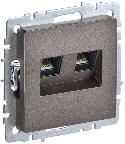 IEK BRITE BASE Темн.бронза Розетка комп. 2-ая RJ45 кат.6 РК11-2-БрТБ