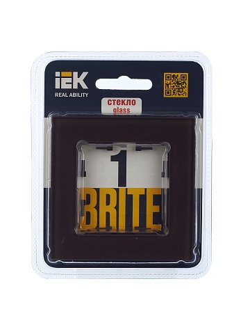 IEK BRITE Рамка 1-мест. РУ-1-2-БрТБ стекло бр.