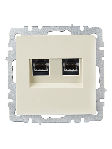 IEK BRITE Розетка компьютерная двойная RJ45 кат.5E РК10-2-БрКр бежевый