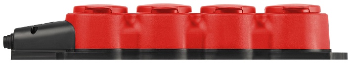 ЭРА Колодка KX-4e-RED-IP44 каучуковая с заземлением 4 розетки 16A IP44 красная
