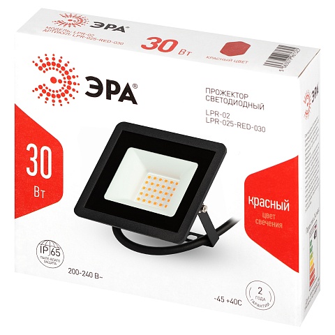 ЭРА Прожектор светодиодный уличный LPR-025-RED-030 30Вт красное свечение IP65 гарантия 2 года