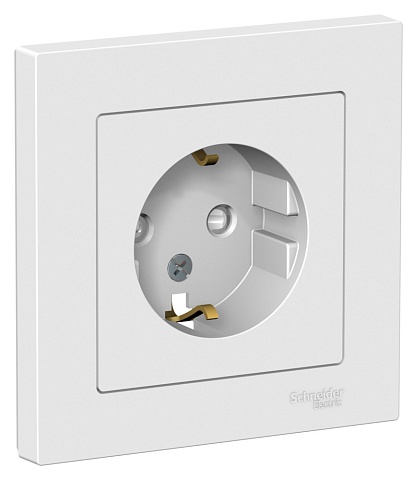 Systeme Electric AtlasDesign Лотос Розетка с/з со шторками, 16А, в сборе