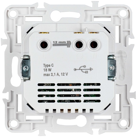 IEK SKANDY Титан Розетка с/з с защитными шторками 16А с USB C 18Вт SK-R17T