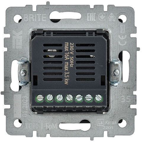 IEK BRITE BASE Маренго Термостат электронный с инд. ТС10-1-БрМ (терморегулятор)