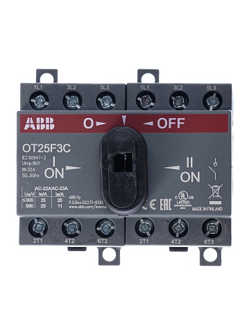 ABB OT25F3С Выключатель-разъединитель реверсивный 3Р 25А с ручкой управления 1SCA104863R1001