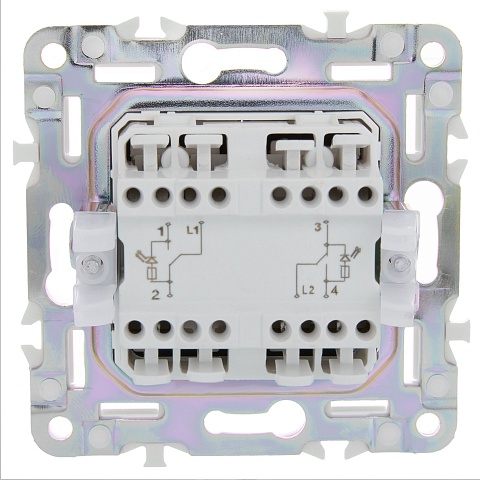 IEK SKANDY Графит Выключатель 2-клавишный проходной с индикацией 10А SK-V10G