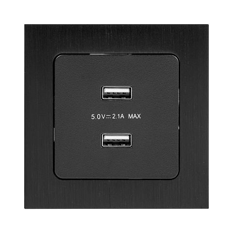 EKF PROxima Стокгольм Черный Розетка USB 2-ая, 2,1А