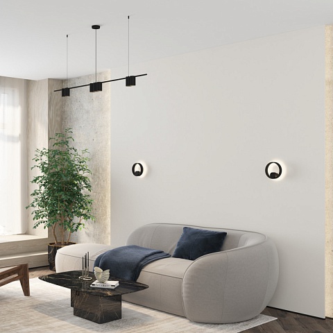 Denkirs DK4063-BK Подвесной светильник ORBIT, IP20, 7xGU10 LED до 15 Вт, черный матовый, алюминий