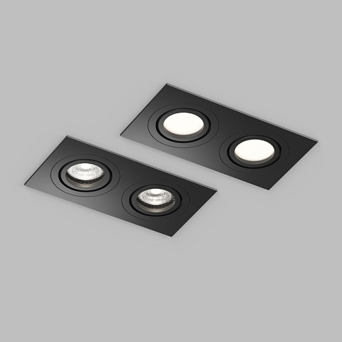 Denkirs DK2112-BK Встраиваемый влагозащищённый светильник HYDRO, IP44, 2×15 Вт LED макс., GU10, алюминий, чёрный