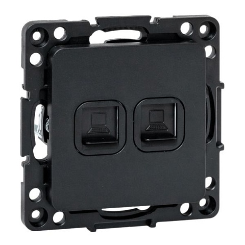 EKF Стокгольм Механизм Розетки RJ-45 2-местной черный.