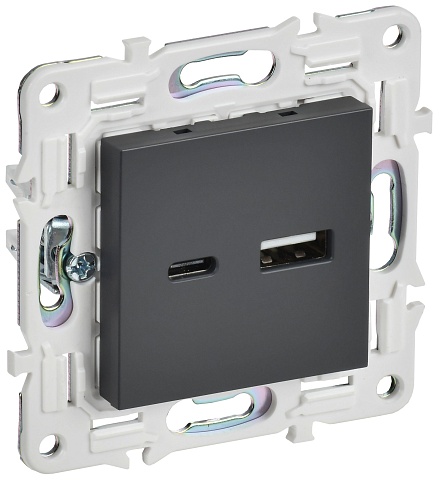 IEK SKANDY Титан Розетка USB A+C 3,1А SK-R14T