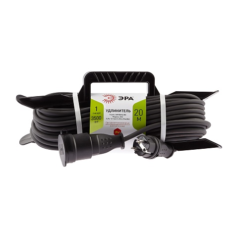 ЭРА Удлинитель силовой  UFx-1e-3x2,5-20m-IP44(KG) на рамке с заземлением 1 розетка 20 м КГ 3х2,5мм2