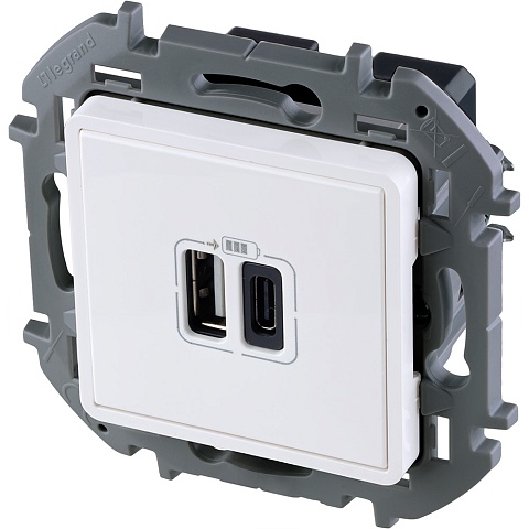 Legrand INSPIRIA Белый Зарядное устройство с двумя USB-разьемами A-C 240В/5В 3000мА