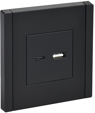 IEK FORTE&PIANO Черный Розетка USB A+C 3,1А FP150