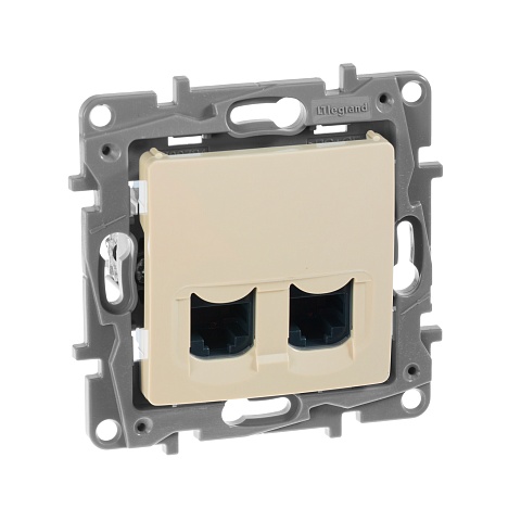 Legrand Etika Слоновая кость Розетка компьютерная 2-ая RJ45, категория 6 UTP
