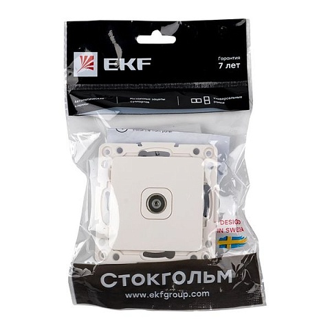 EKF PROxima Стокгольм Механизм Розетки TV 1-местной оконечной 10дБ-240МГц белый.