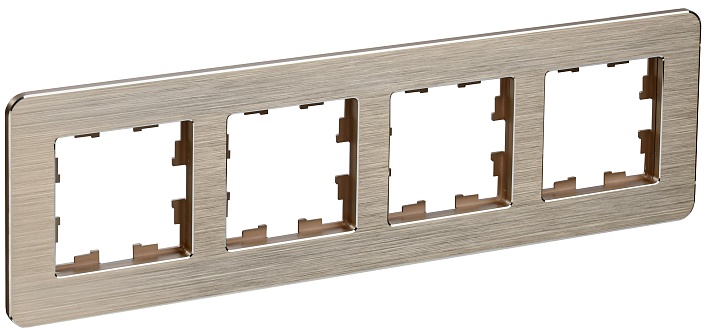 IEK BRITE DECOR Шампань металл. скругл.угол Рамка 4-м РУ-4-1-Бр RE AL