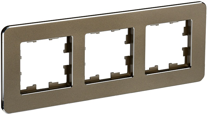 IEK BRITE DECOR Латунь металл. скругл.угол Рамка 3-м РУ-3-1-Бр RE
