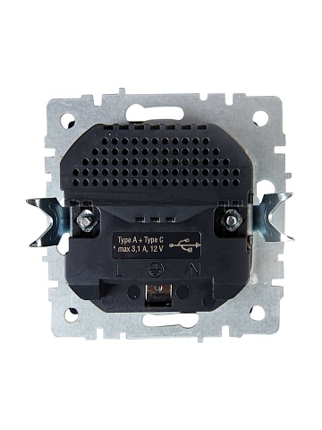 IEK BRITE Роз. с з/к/ш 16А с USB A+C 18Вт РЮш11-1-БрТБ бр.