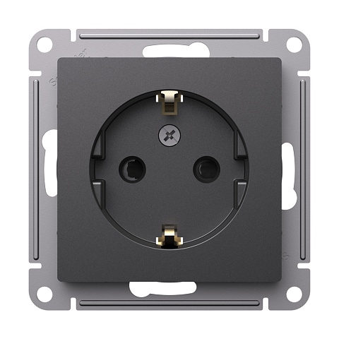 Systeme Electric AtlasDesign Базальт Розетка с/з со шторками, 16А, механизм