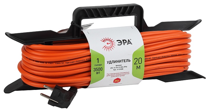 ЭРА Удлинитель силовой UFx-1e-3x1.5-20m на рамке c заземлением 1 розетка 20м ПВС 3x1.5мм2