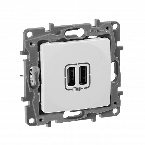 Legrand Etika Белый Розетка USB 2-ая 240В/5В 2400мА
