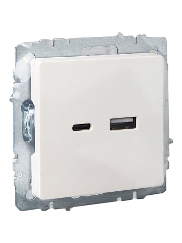 IEK BRITE Роз. USB A+C 18Вт РЮ11-1-БрЖ жемч.