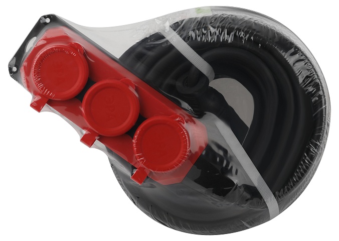ЭРА Удлинитель силовой UK-3e-3x1,5-20m-IP44(KG) с заземлением 3 розетки каучук 20м КГ 3х1,5мм2 IP44
