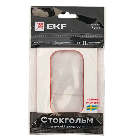 EKF PROxima Стокгольм Белый Линия красная Рамка для розетки 2-ой