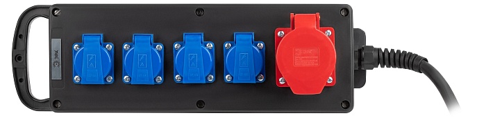 ЭРА Удлинитель силовой IND380-U-5e-5x2,5-10m-IP44 380В на каучуковой колодке 5 розеток 1xCEE 5P/4xSCHUKO 10м КГ 5x2,5