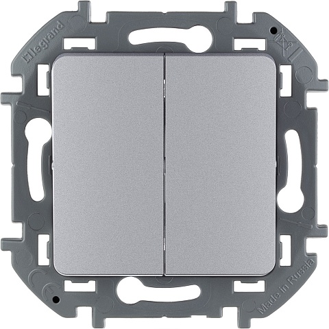 Legrand INSPIRIA Алюминий Выключатель двухклавишный 10 AX - 250 В