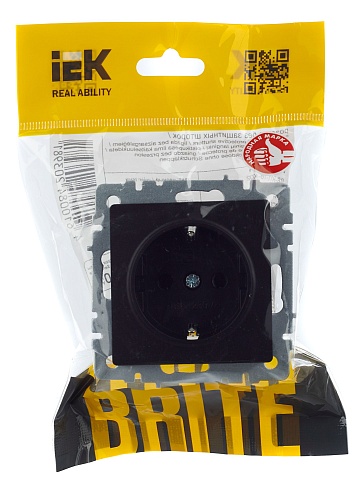 IEK BRITE Розетка 1-местная с заземлением без защитных шторок 16А РС11-1-0-БрЧ черный
