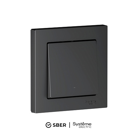 SBER Systeme Electric AtlasDesign Smart Карбон Выключатель 1-кл с подсв., Zigbee, сх.1, L+N, 10А, мех.
