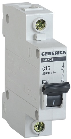 IEK GENERICA Автоматический выключатель ВА47-29 1Р 16А 4,5кА (С)
