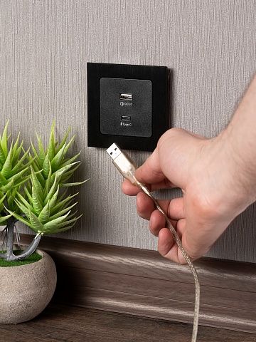 EKF PROxima Стокгольм Черный Розетка с 2USB type A+C