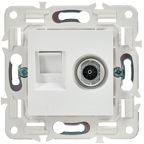 IEK SKANDY Арктический белый Розетка двойная TV+RJ45 кат.5E SK-A14W