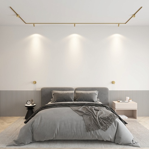 Denkirs DK5741-SB Светильник для трека SHINE SPOT со светодиодом, D45*H100, 48V DC, 10W, RA≥90, 3000K, IP20, сатинированная латунь, алюминий