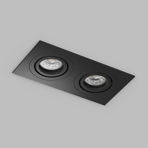 Denkirs DK2112-BK Встраиваемый влагозащищённый светильник HYDRO, IP44, 2×15 Вт LED макс., GU10, алюминий, чёрный