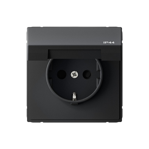 Systeme Electric ArtGallery Карбон Розетка с заземл. со шт. с крышк, 16А, IP44, механизм