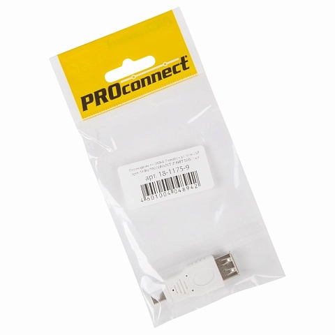 PROconnect Переходник USB PROconnect, гнездо USB-A - штекер mini USB 5pin, 1 шт., пакет БОПП