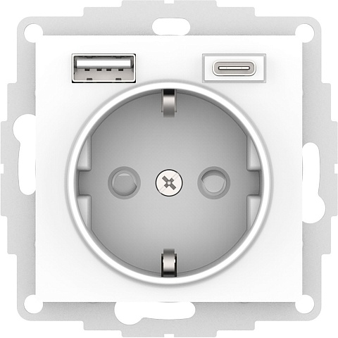 Systeme Electric AtlasDesign Лотос Розетка 16А с 2 USB A+C, 5В/2,4А/3,0А, 2х5В/1,5А, механизм