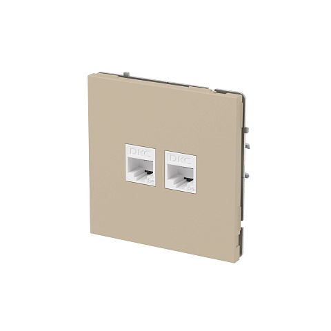 DKC KANT Компьютерная розетка RJ-45 без шторки, кат.5е двойная, ванильный марципан
