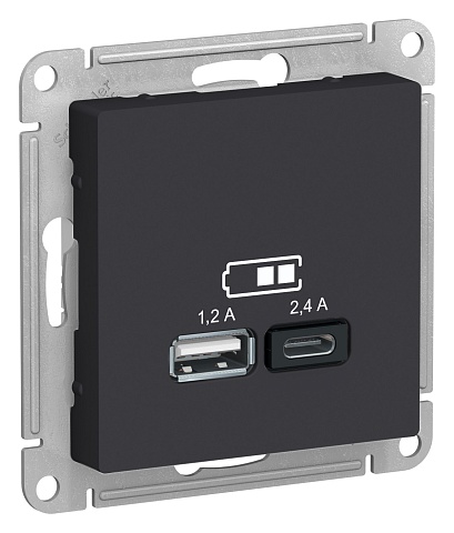 SE AtlasDesign Карбон USB A+С, 5В/2,4А, 2х5В/1,2 А, механизм