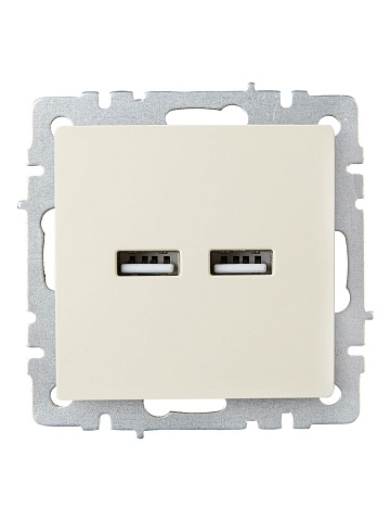 IEK BRITE Роз. USB A+A 3,1А РЮ10-1-БрКр беж.