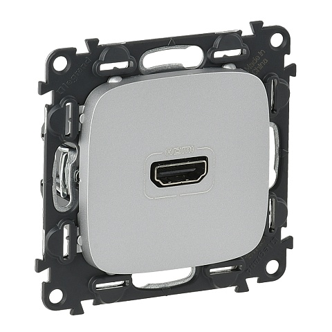 Legrand Valena ALLURE Алюм Розетка 1-ая HDMI  (с лицевой панелью)