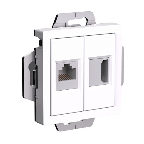Systeme Electric AtlasDesign Белый Розетка двойная HDMI+RJ45, кат.5Е, механизм